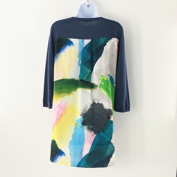 COS Womens Knit Tunic Top Blue Crewneck Mulberry Silk Back Art to Wear Sz S - Picture 7 of 11